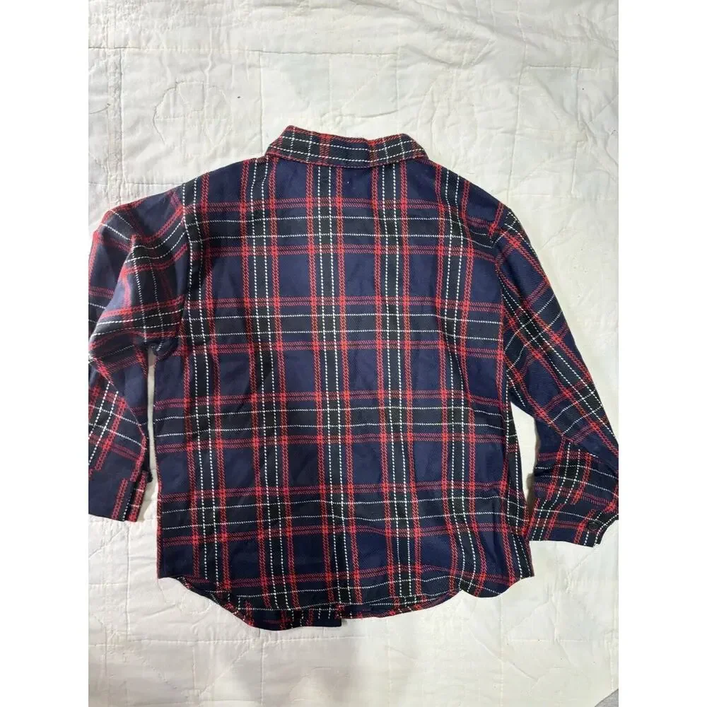 Vintage Imagine For Kids Flannel Plaid Pajama Top New Old Stock Size 11-12 Blue